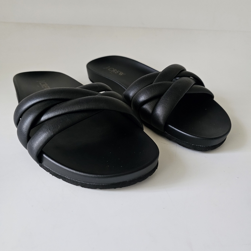 J. Crew Women Flat  Slides Summer Sandals Black Size 7